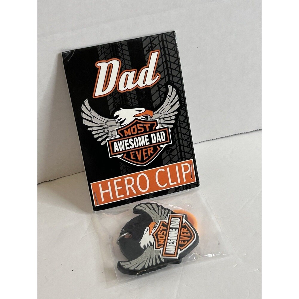 New Most Awesome Dad Ever Hero Clip Pull  Keychain by Home Run Harley Davidson
